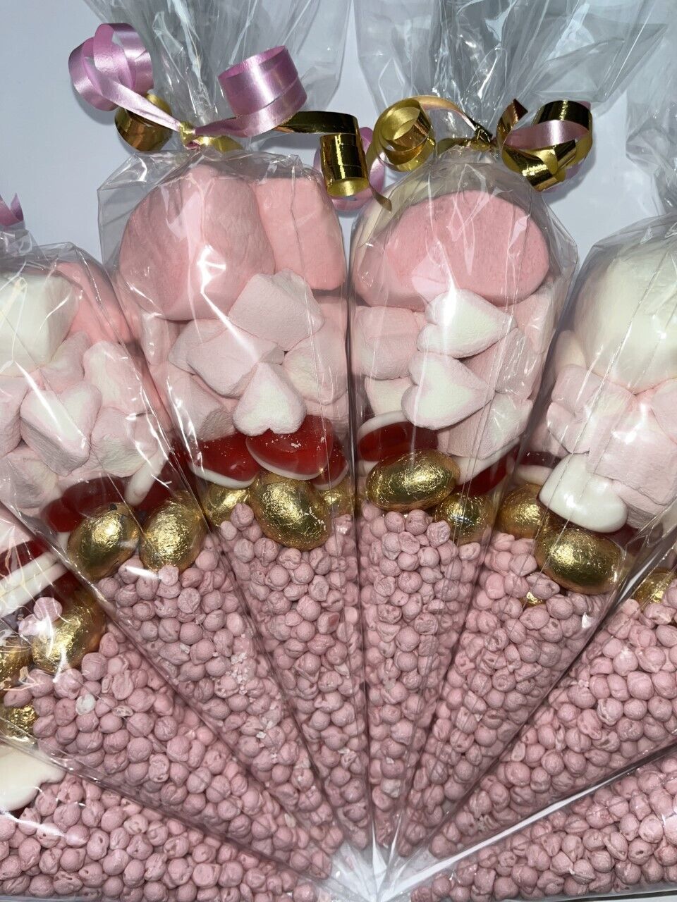 Gender Neutral Beige Cream Pre Filled Sweet Cones Party Bag Favour Baby Shower