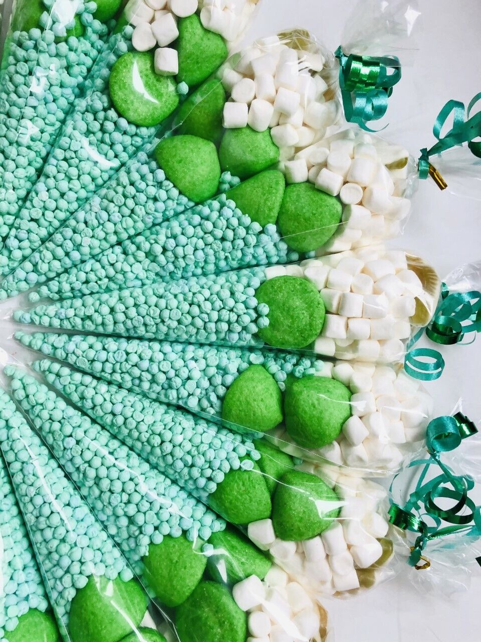 Green & White Sweet Candy Cones Sweets Party Bags Filled Bag Sweet Cone