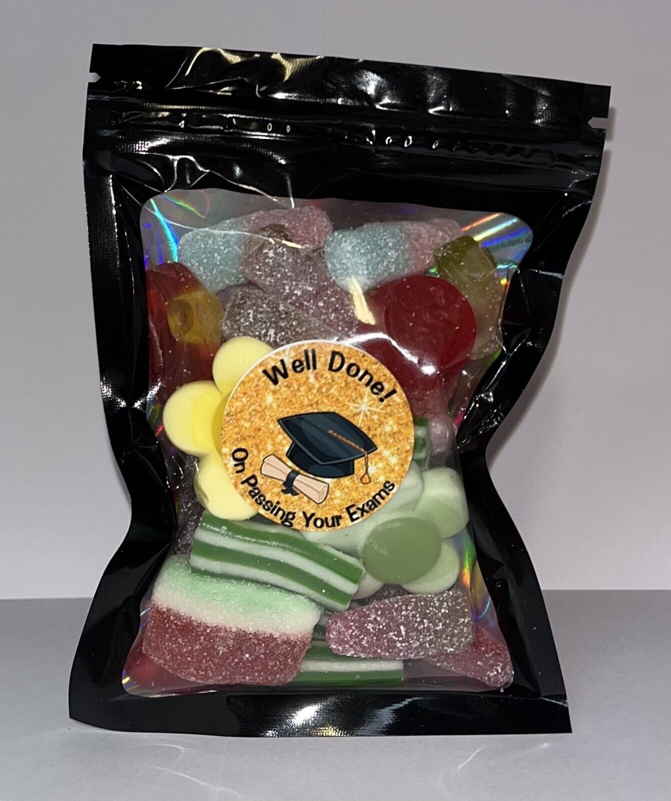 A* Student Congratulations Passing Exams Pick N Mix Gummy Sweets Pouch Gift Hamper Sweet Present