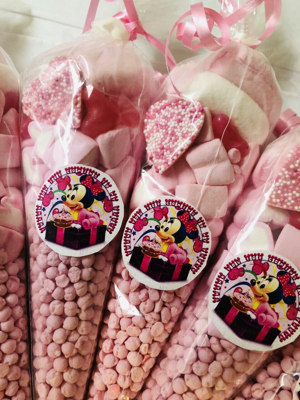 Minnie Mouse Inspired Themed Thank You For Coming To My Party Filled Sweet Cones