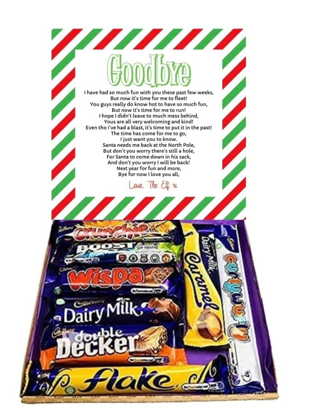 Goodbye Elf Xmas Gift Pick n Mix Retro Gummy Sweets Chocolate Hamper Present