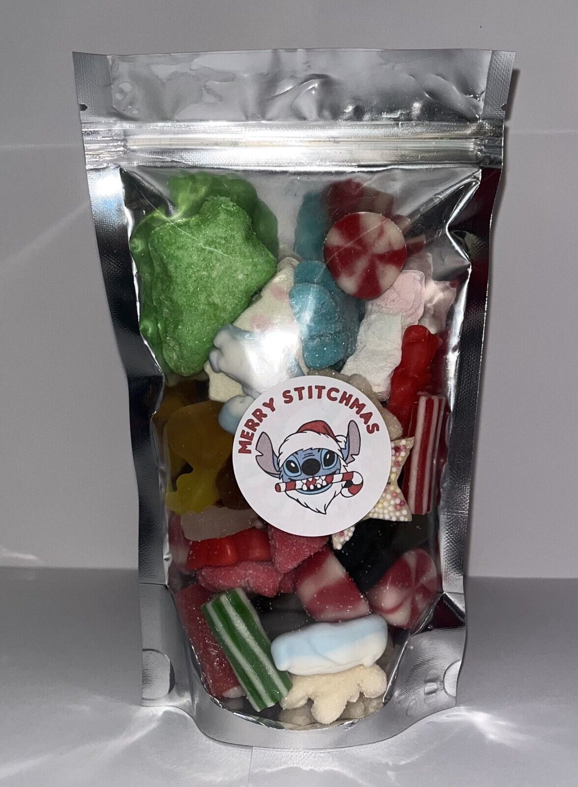 Merry Stitchmas Stitch Inspired Themed Christmas Gummy Sweet Pick N Mix Gift Pouch Present