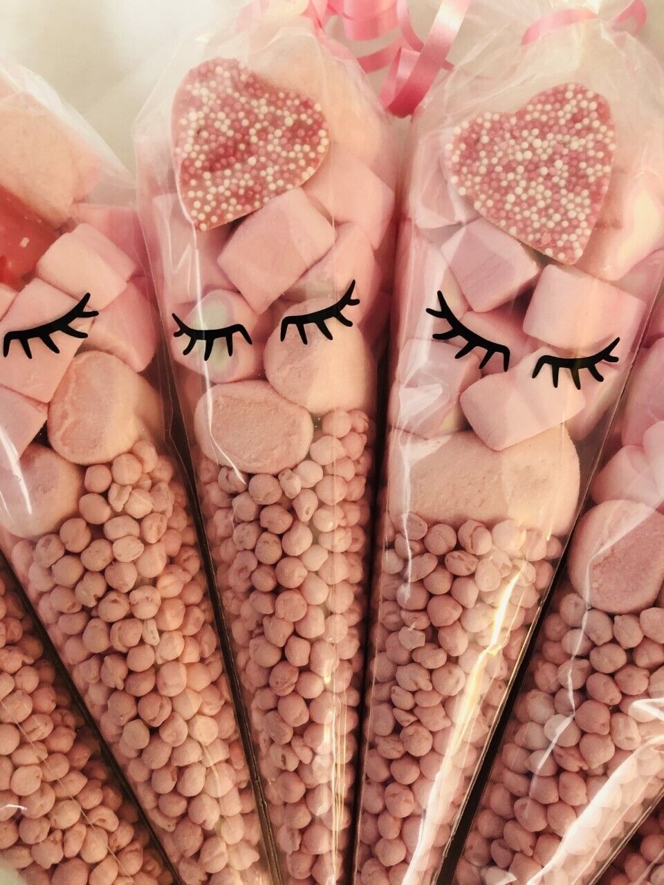 Pink Sweet Cones Eyelashes Eyelash Candy Sweets Party Pre Filled  Pamper 19Cm