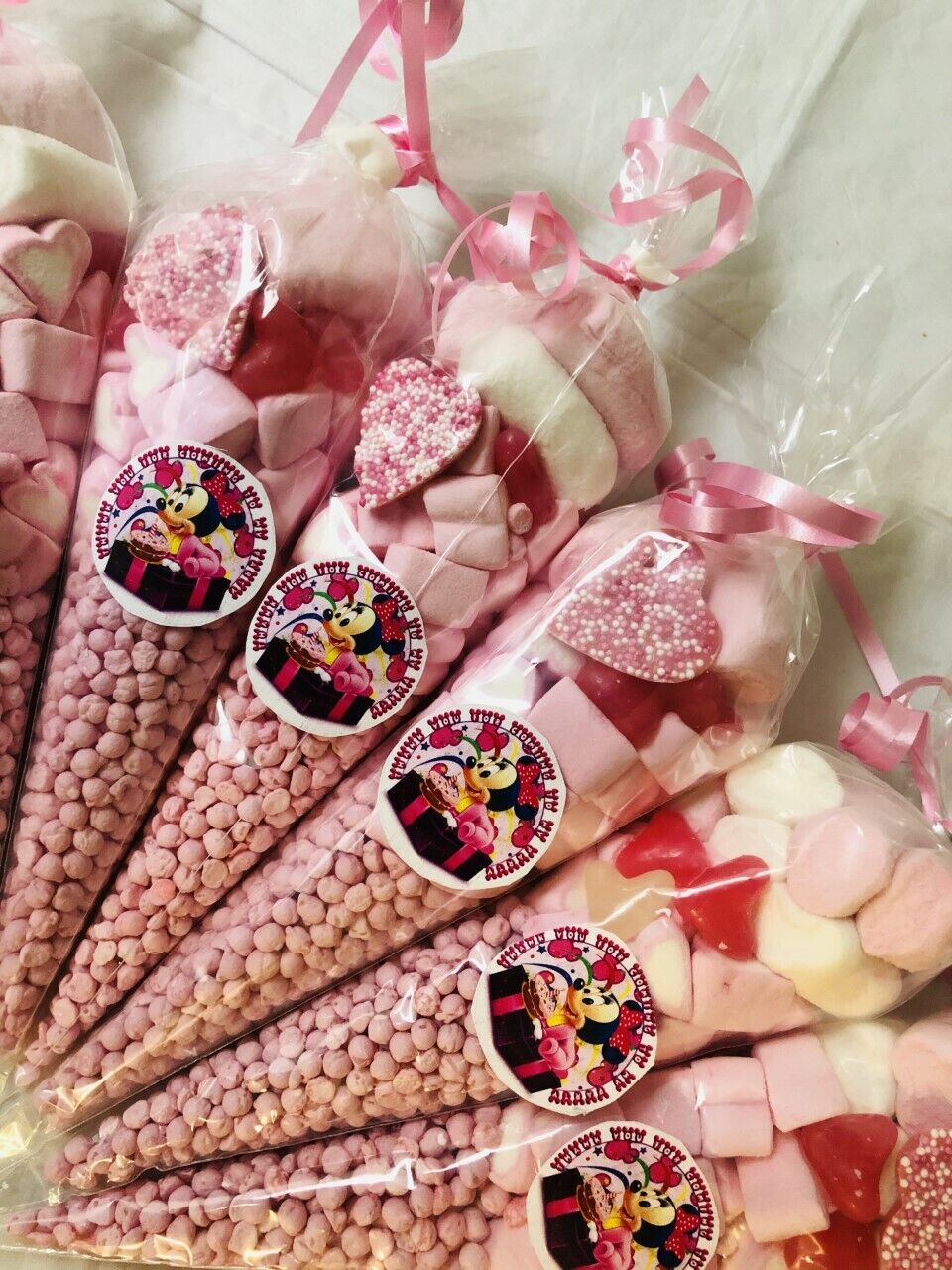 Minnie Mouse Inspired Themed Thank You For Coming To My Party Filled Sweet Cones