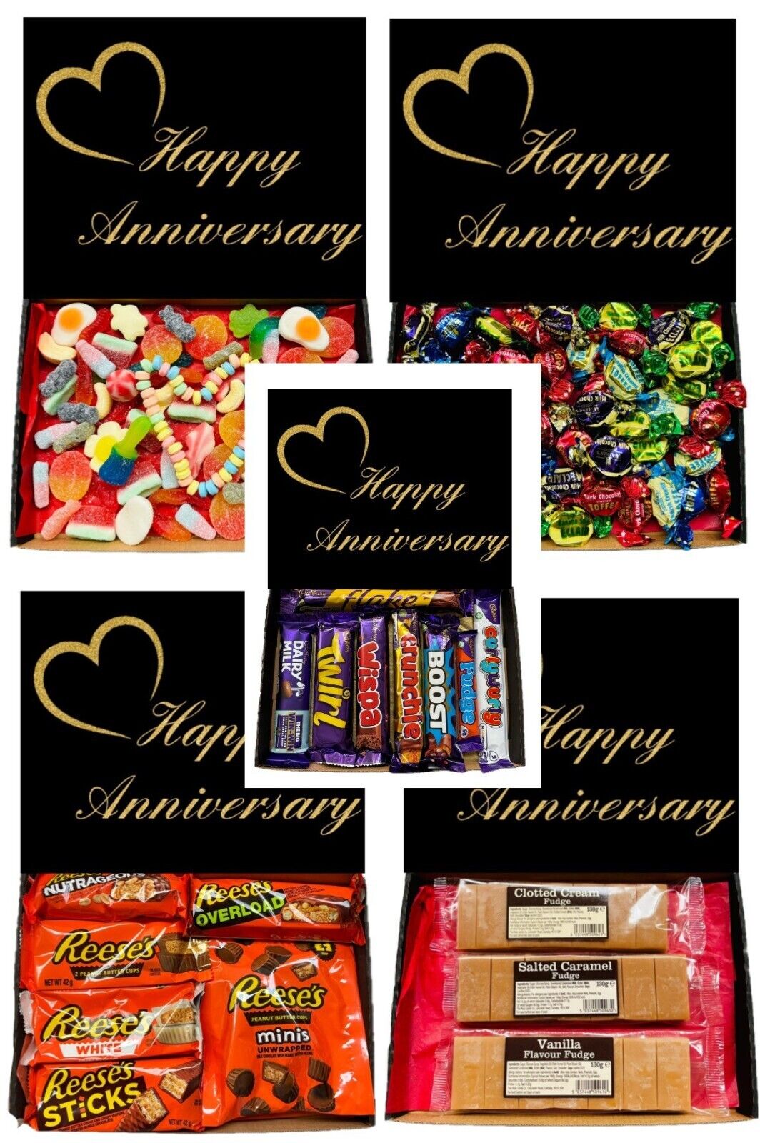 Happy Anniversary Gift Pick n Mix Sweets Toffee Dark White Chocolate Hamper