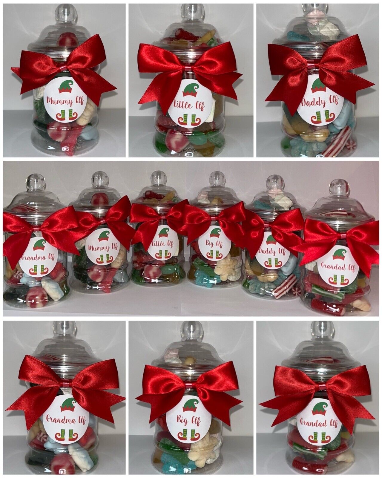 Christmas Xmas Elf Family Filled Pick N Mix Sweet Victorian Jar Gift Present