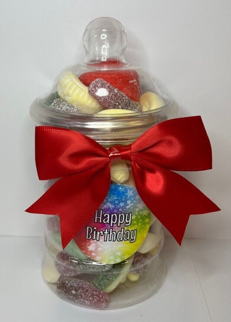 Happy Birthday Filled Pick N Mix Sweet Victorian Jar Gift Personalised Present