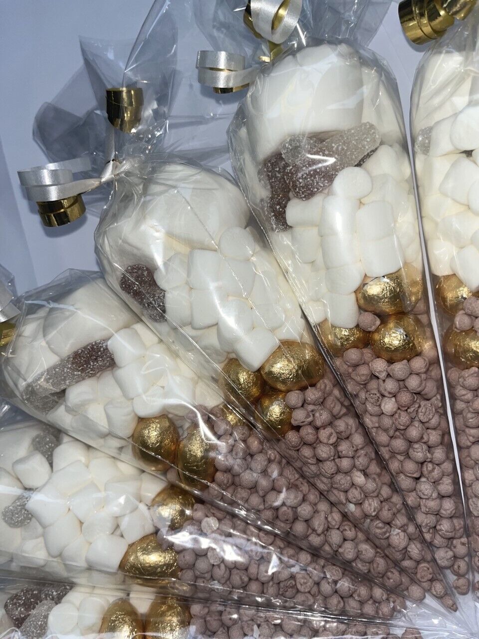 Oh Baby Neutral & Gold  Gender Baby Shower Favours Filled Candy Sweet Cones Party Bag