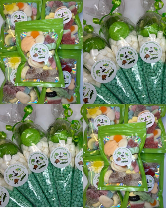 Green Reptiles Sweet Candy Cones Sweets Party Bags Filled Bag Sweet Gift Pouch