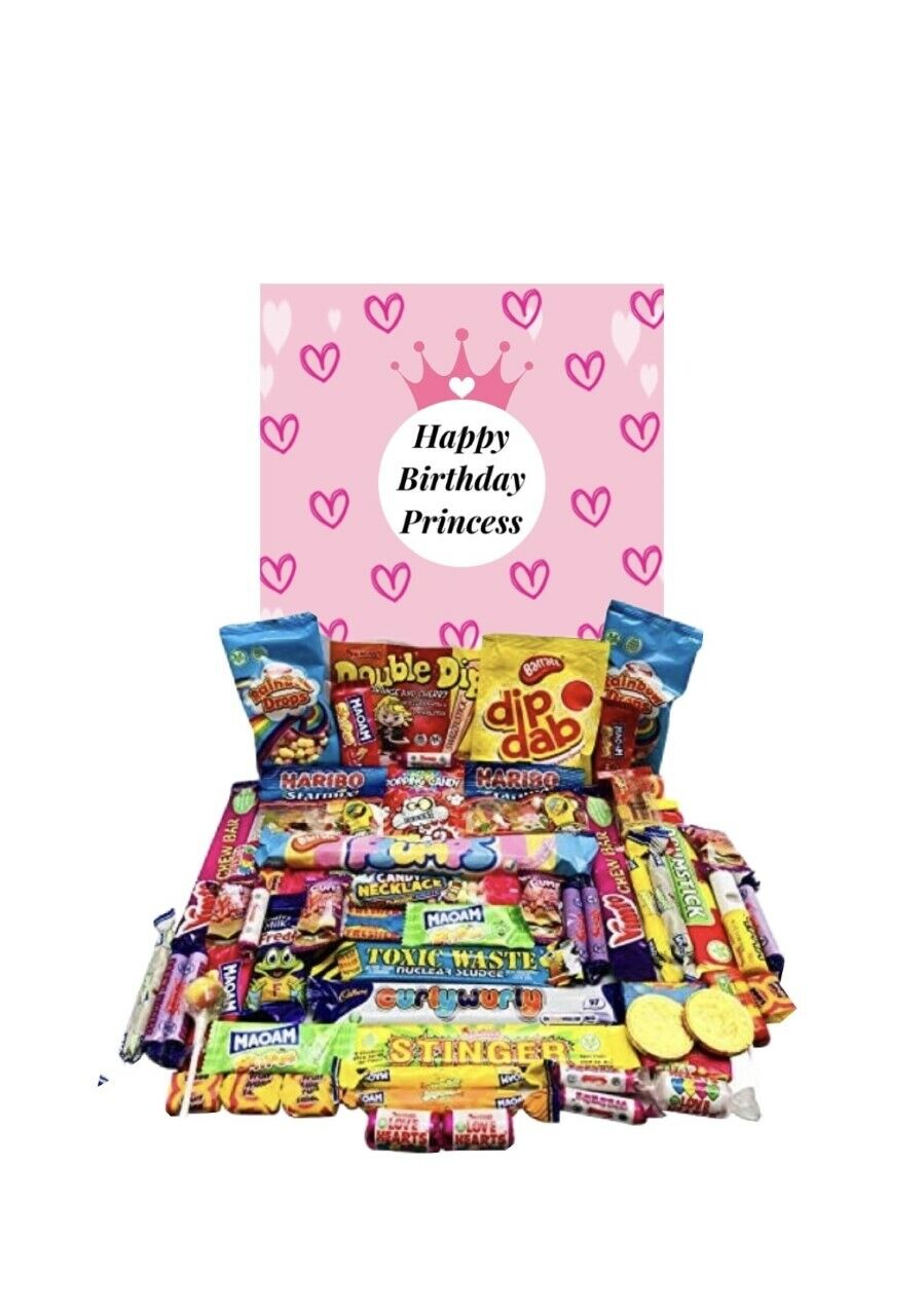 Personalised Happy Birthday Retro Pick N Mix Sweet Box Hamper Gift Present chews