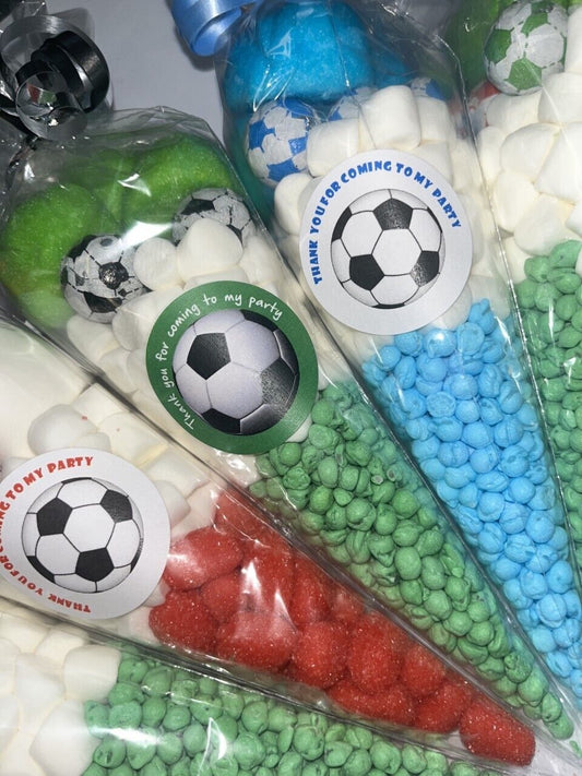 Football Footy Sweet Cones Party Bag Favour Green Red Blue Orange