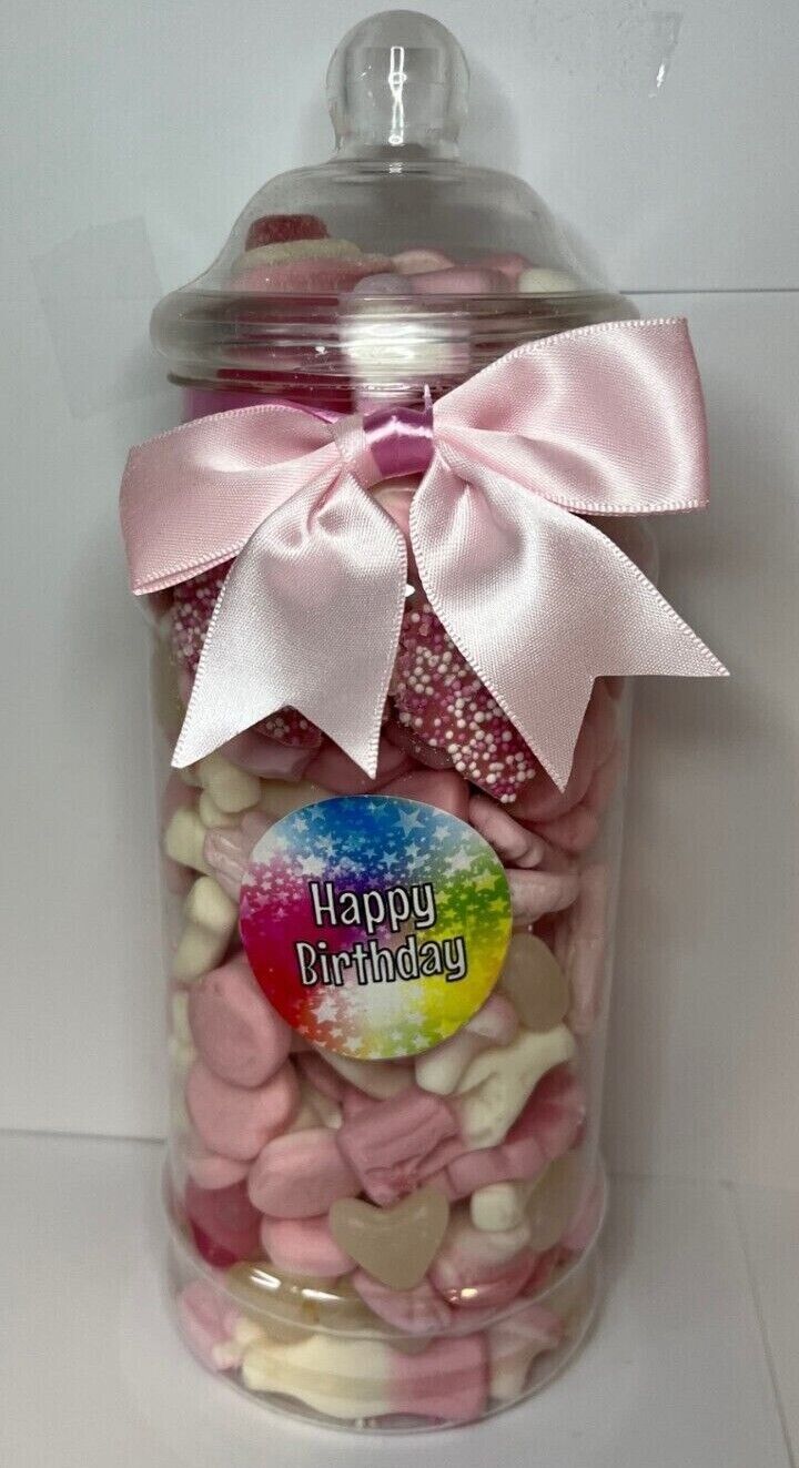 Happy Birthday Filled Pick N Mix Sweet Victorian Jar Gift Personalised Present