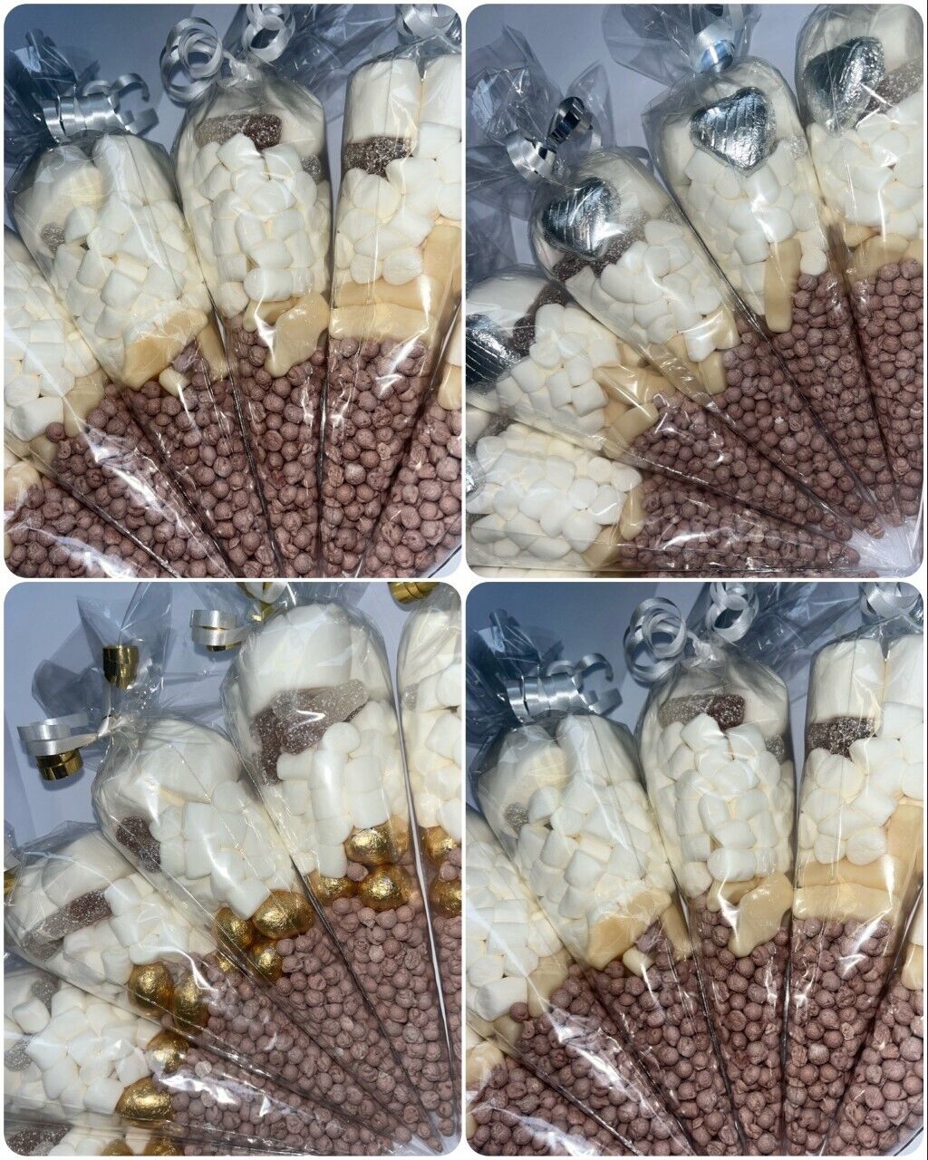 Gender Neutral Beige Cream Pre Filled Sweet Cones Party Bag Favour Baby Shower