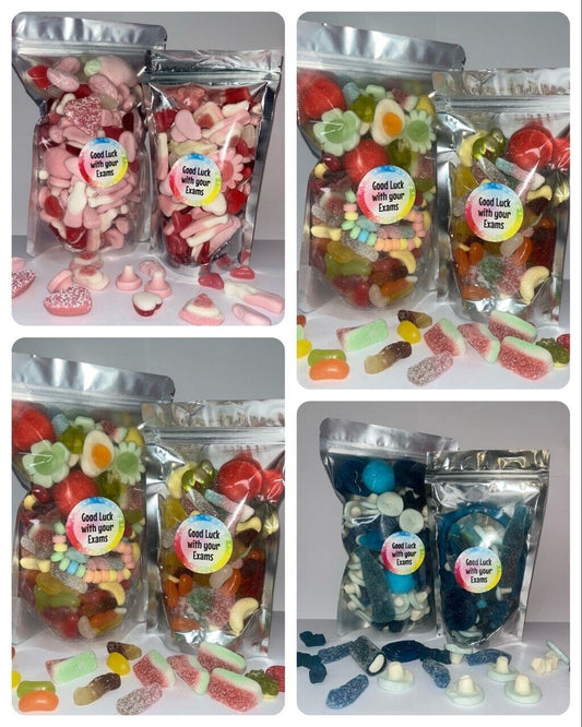 Good Luck Exams Pick N Mix Gummy Fizzy & Non Sweets Pouch Gift Hamper Present