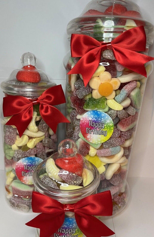 Happy Birthday Filled Pick N Mix Sweet Victorian Jar Gift Personalised Present