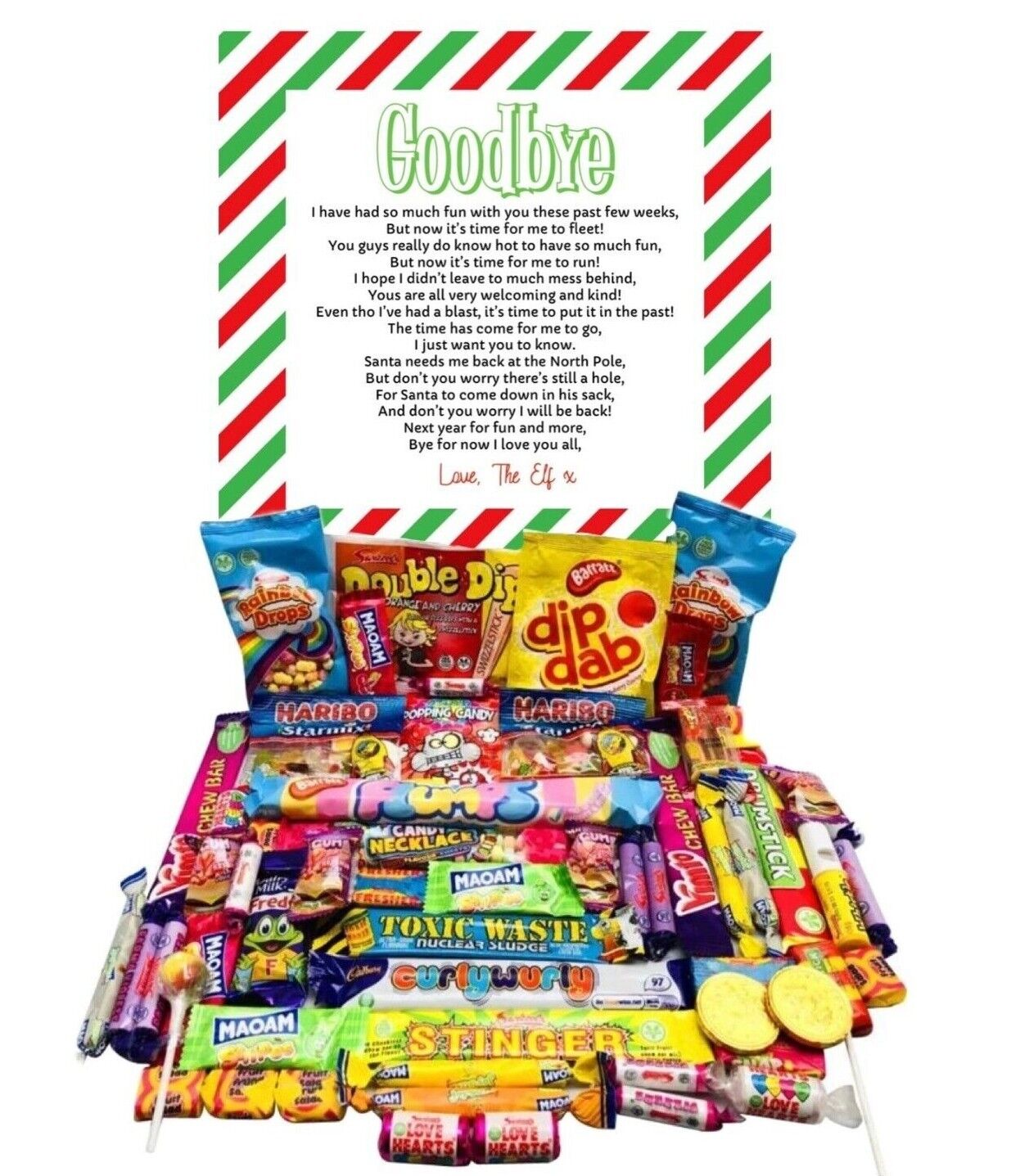 Goodbye Elf Xmas Gift Pick n Mix Retro Gummy Sweets Chocolate Hamper Present