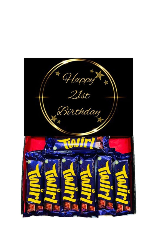 Happy 21st Birthday Gift Cadbury Chocolate Hamper Wispa Boost Freddo Flake Twirl