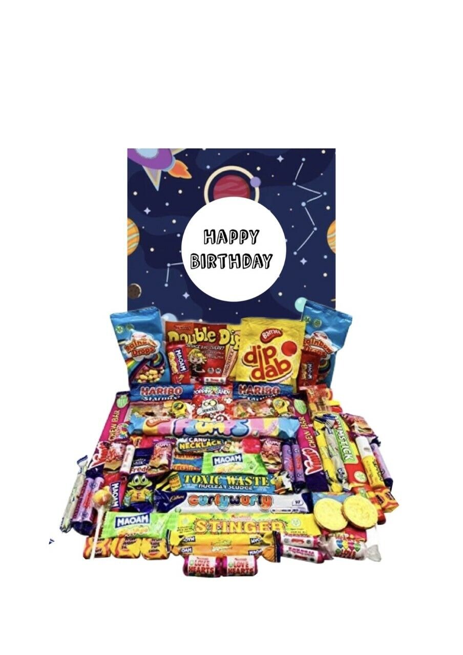 Personalised Happy Birthday Retro Pick N Mix Sweet Box Hamper Gift Present chews