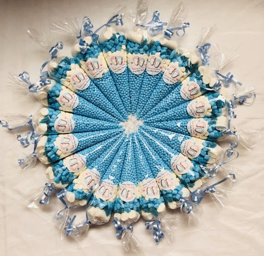 Blue Baby Boy Baby Shower Favours Filled Candy Sweet Cones Party Bag Fillers