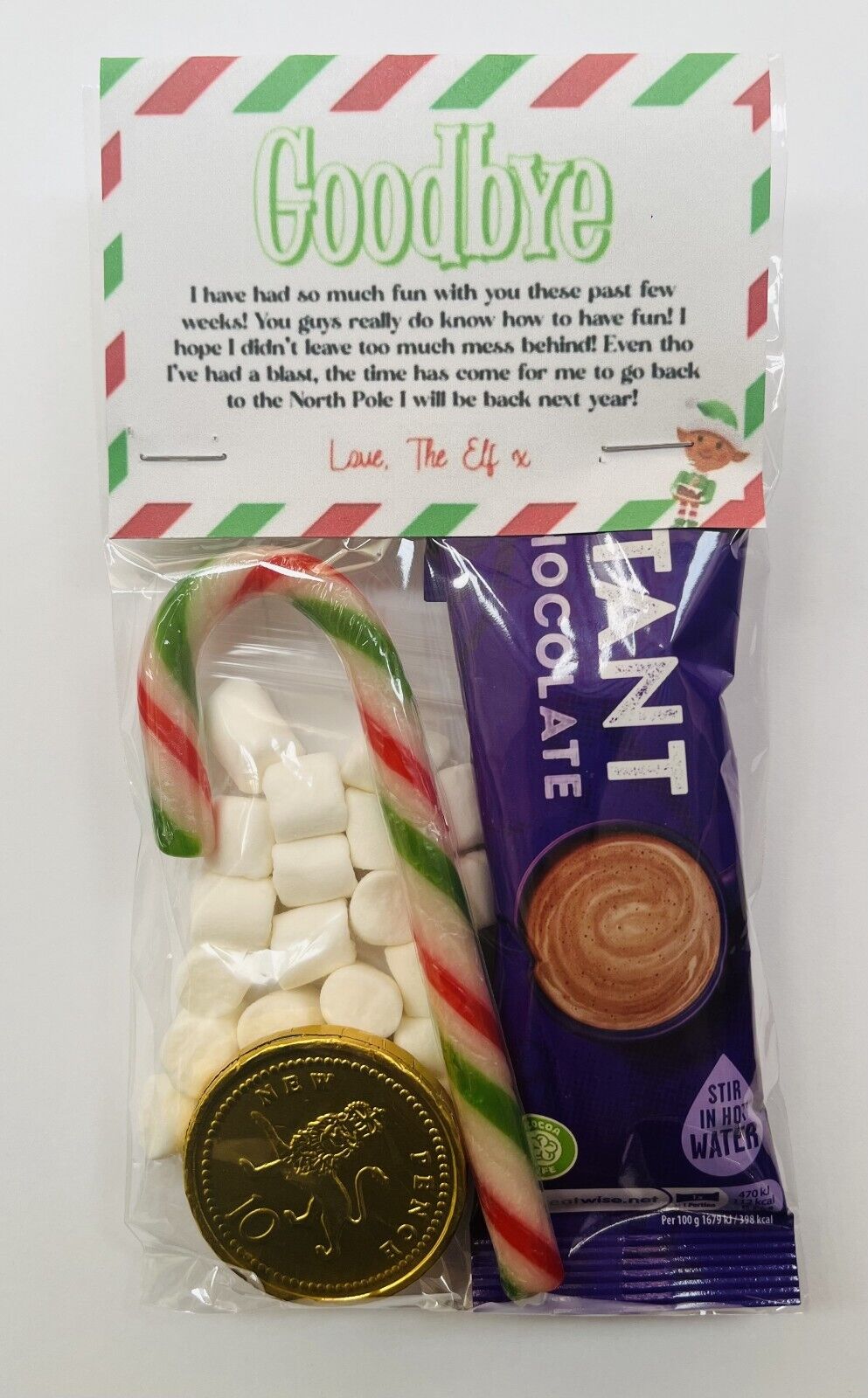 I'm Back or Goodbye Naughty Elf Christmas Sweet Treat Gift Bag Xmas Eve Box