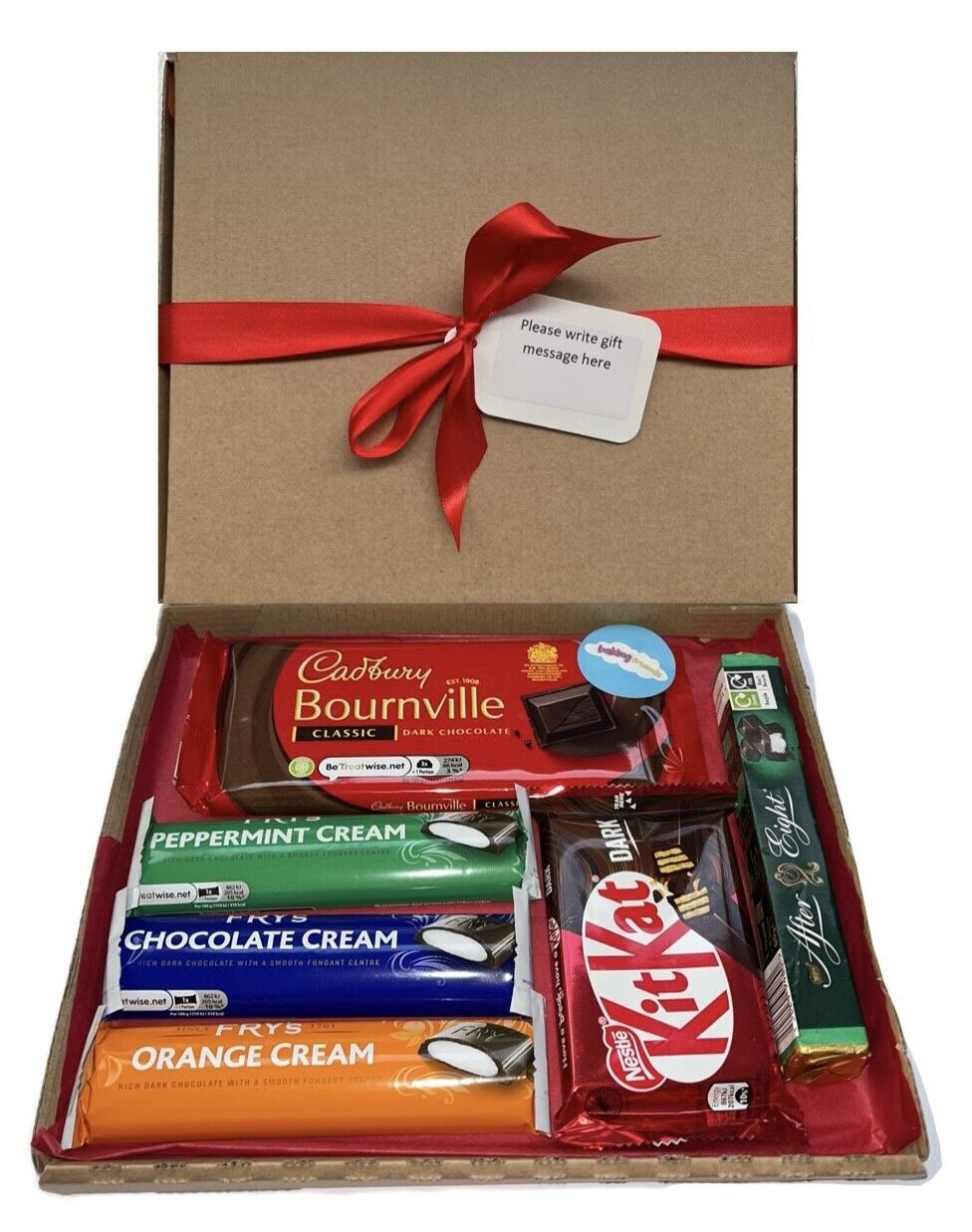 Personalised Dark Chocolate Gift Hamper Sweet Box Full Size Bars Xmas Birthday , Christmas , Valentine Day , Mother Day , Easter , Father’s Day