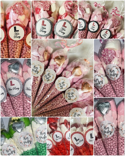 Hen Party Bride Pink Filled Sweet Chocolate Cone Favour Party Bags Gift Present