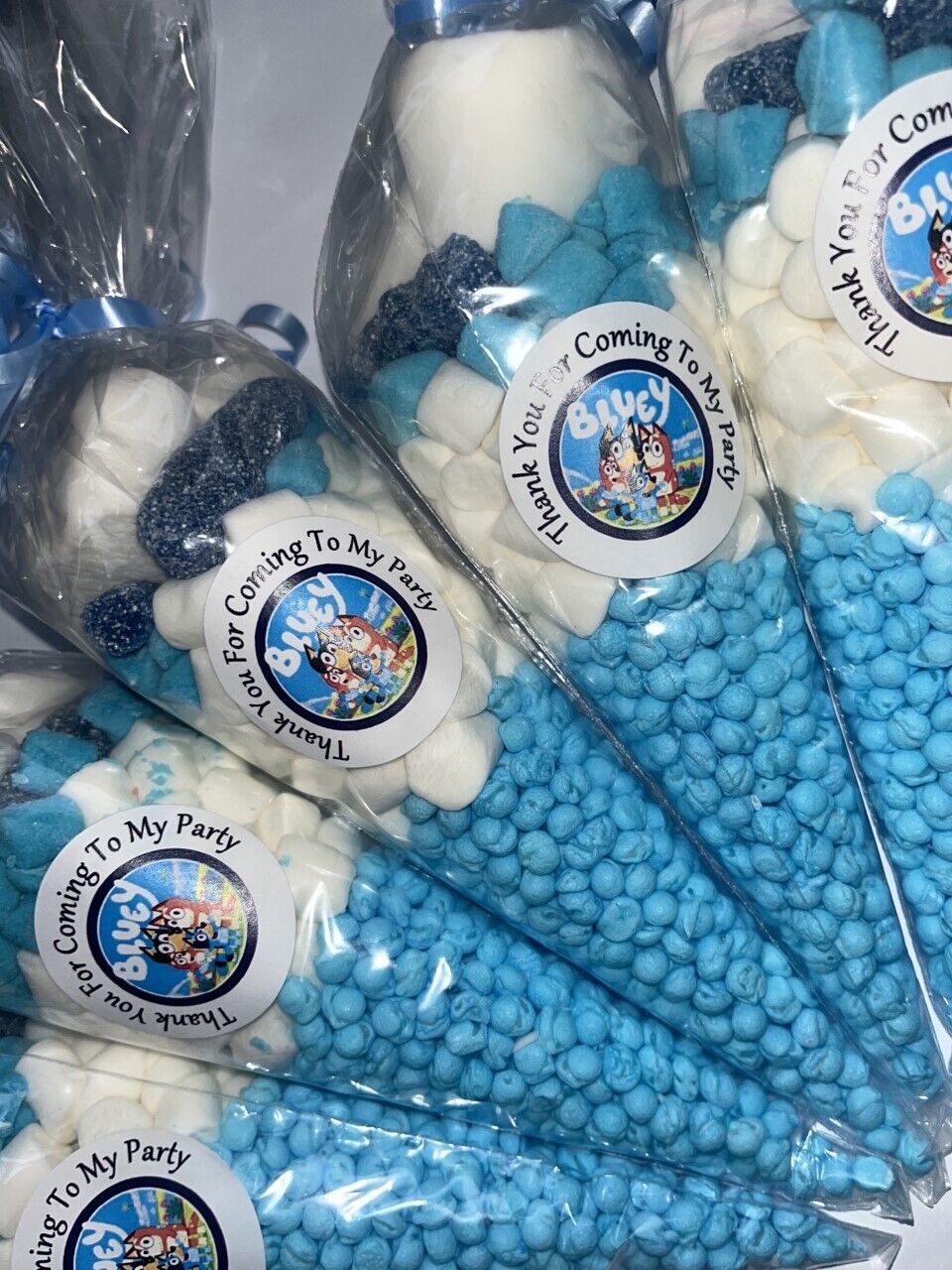 Bluey Inspired Themed Sweet Candy Cones Sweets Party Bags Filled Party Bag Gift Blue Birthday