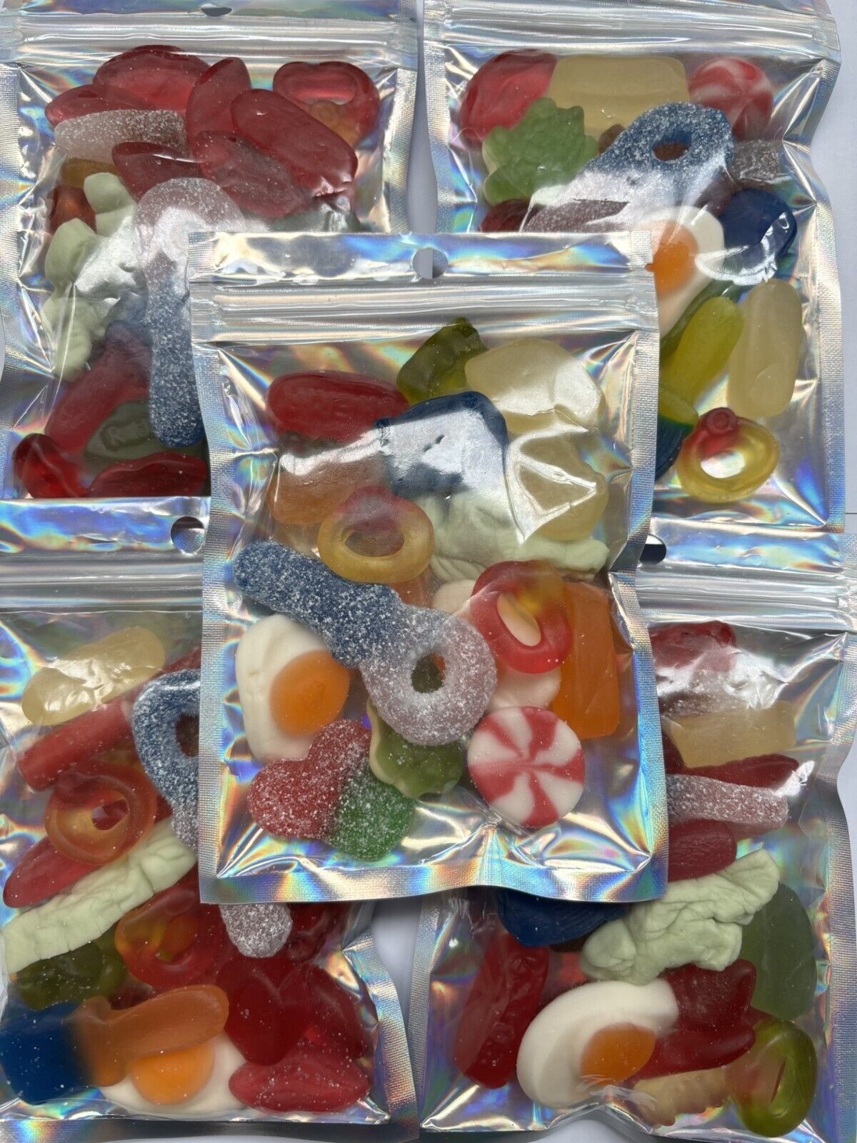 Silver Gummy Jelly Sweet Pouch Party Bag Kids Pick Mix Birthday Thank You Favour