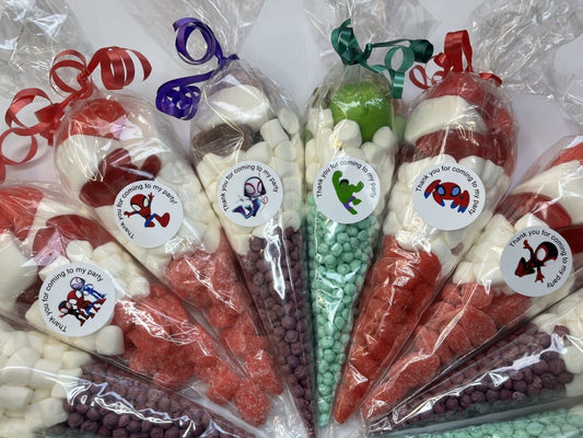 Spidey & Friends Inspired Boys Birthday Party Kids Sweet Cones Bags Candy Favour