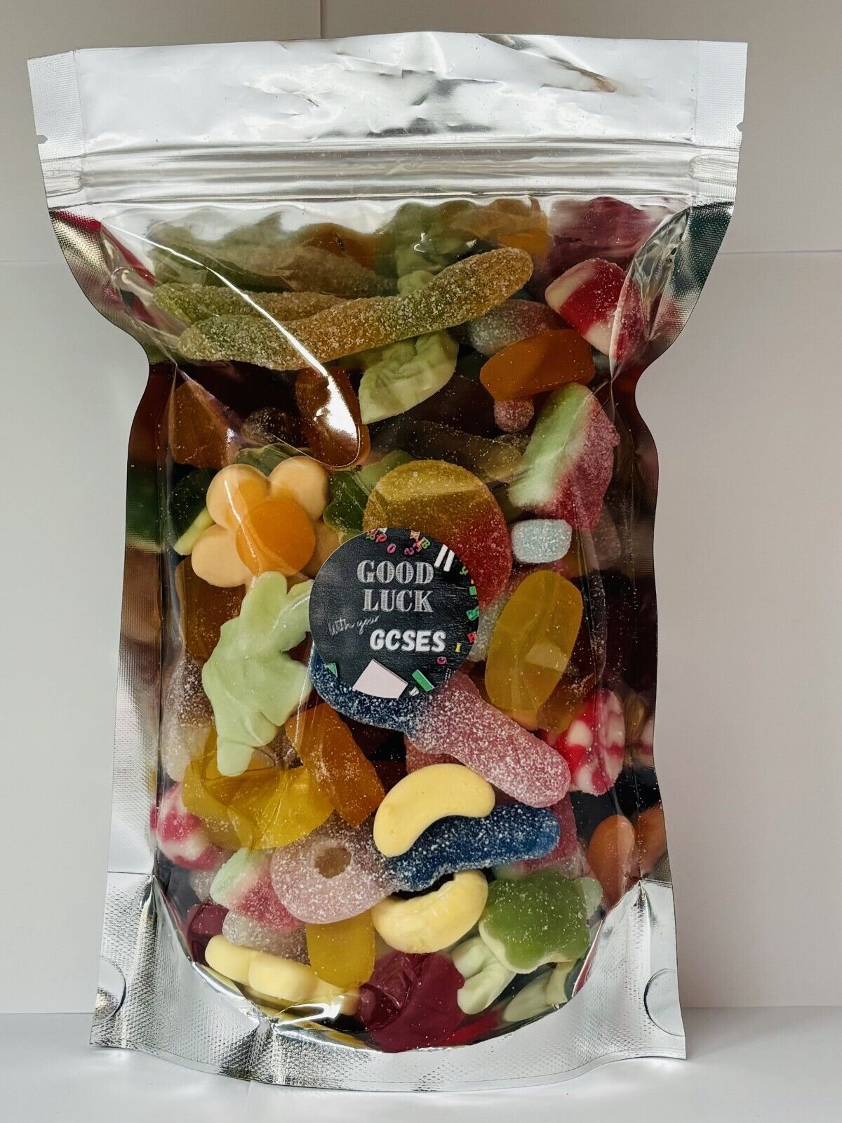 Good Luck With Your GCSE'S Pick N Mix Gummy Fizzy Non Sweets Pouch Gift Present