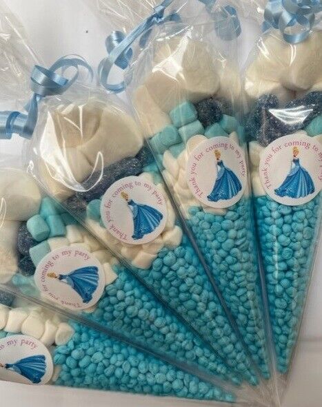 Princess Jasmine Ariel Cinderella Snow White Aurora Girls Inspired Themed Birthday Party Kids Sweet Cones Bags Candy