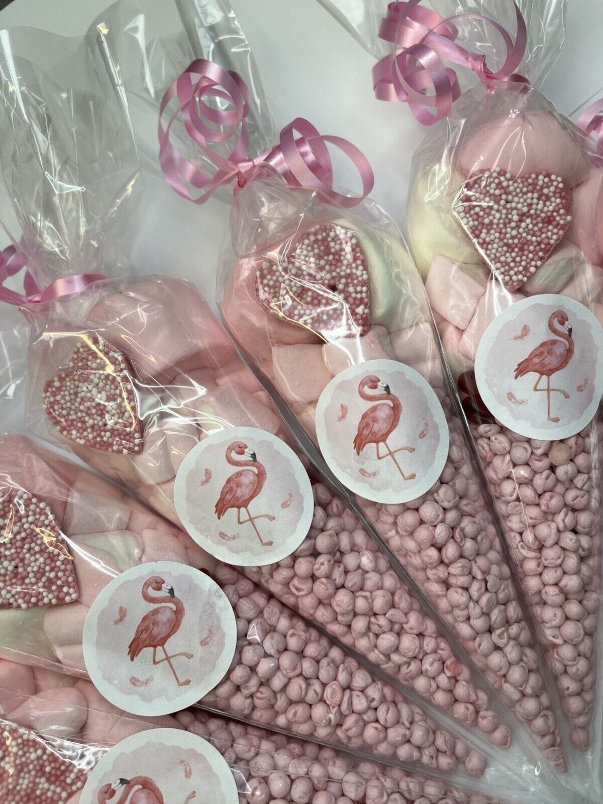 Flamingo Birthday Party Favour Filled Sweet Candy Cones Party Bag Pink