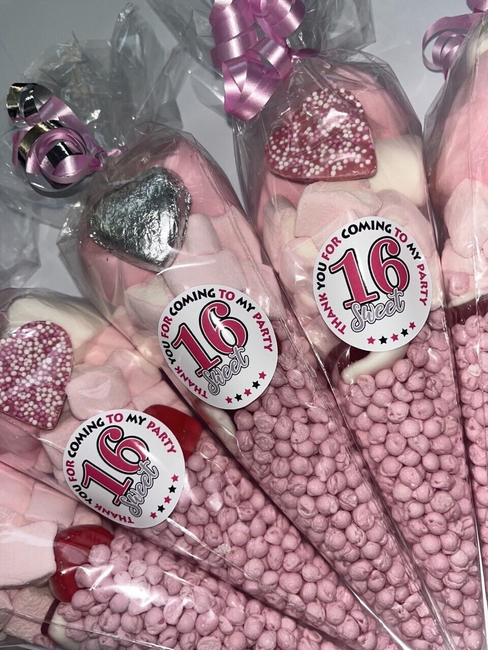 Sweet 16 Birthday Pink Sweet Candy Cones Sweets Party Bags Filled Party Bag Gift