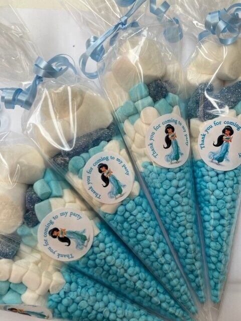 Princess Jasmine Ariel Cinderella Snow White Aurora Girls Inspired Themed Birthday Party Kids Sweet Cones Bags Candy