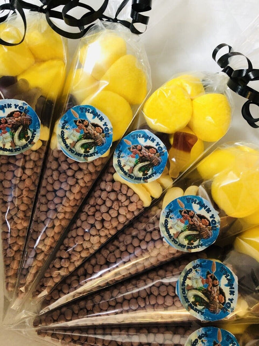 Moana Sweet Candy Cones Sweets Party Bags Filled Bag Sweet Gift Cone Yellow