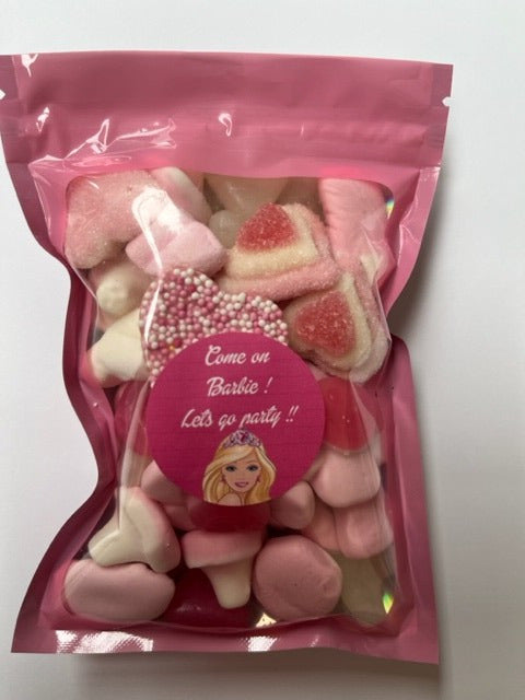 Barbie Inspired Themed Gummy Jelly Sweet Pouch Cinema Movie Mix Party Bag Kids Pink Pick n Mix