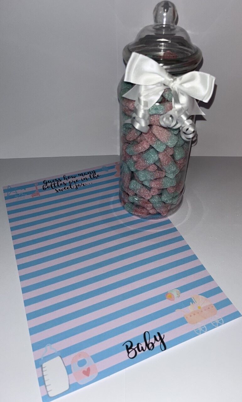 Made to order Baby Shower or Gender Reveal  Guess How Many Bottles Sweets In The Jar Game