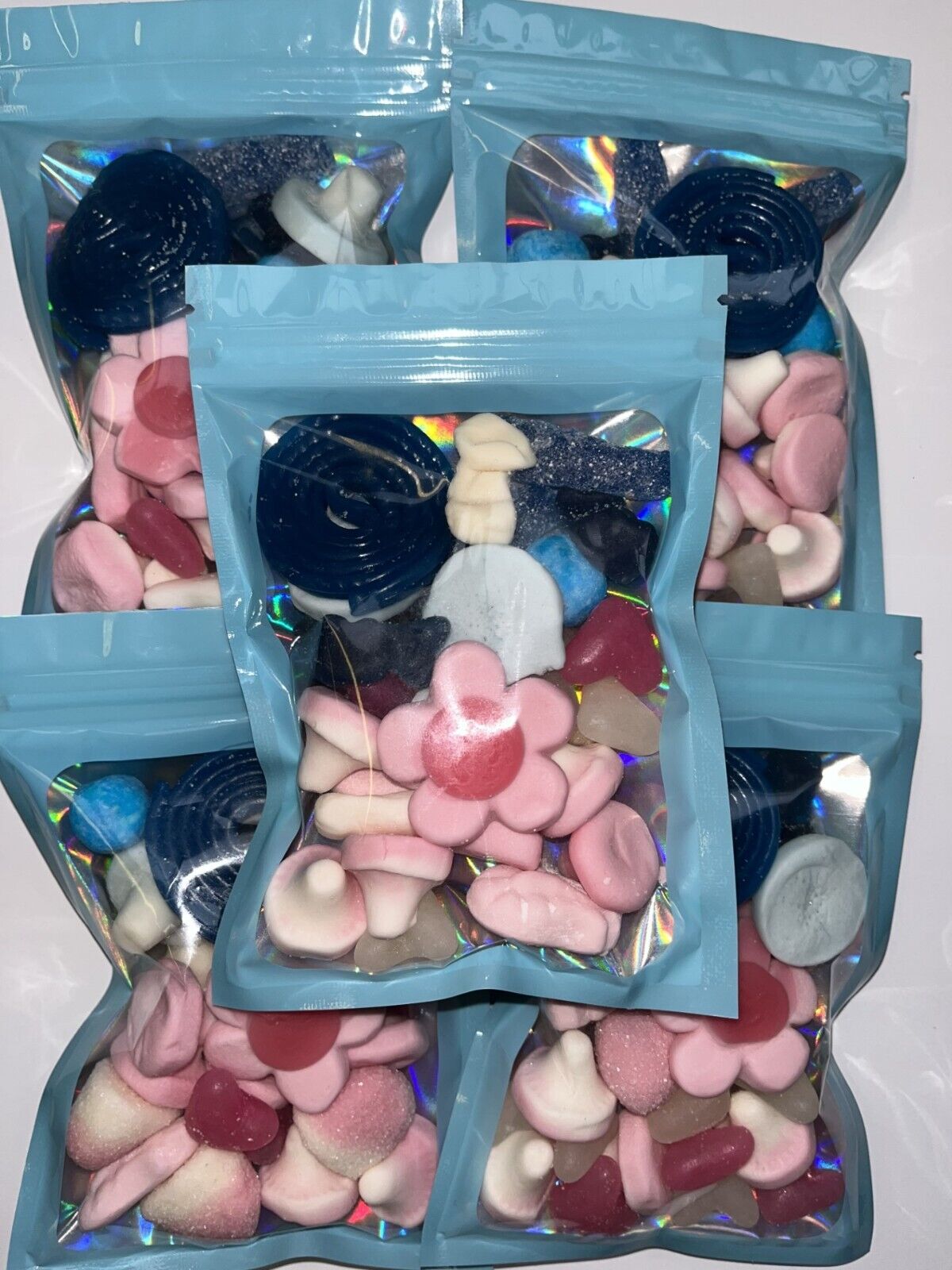 Blue Pink Birthday Gender Baby Shower Sweets Party Bags Pick n Mix Pouch Favour