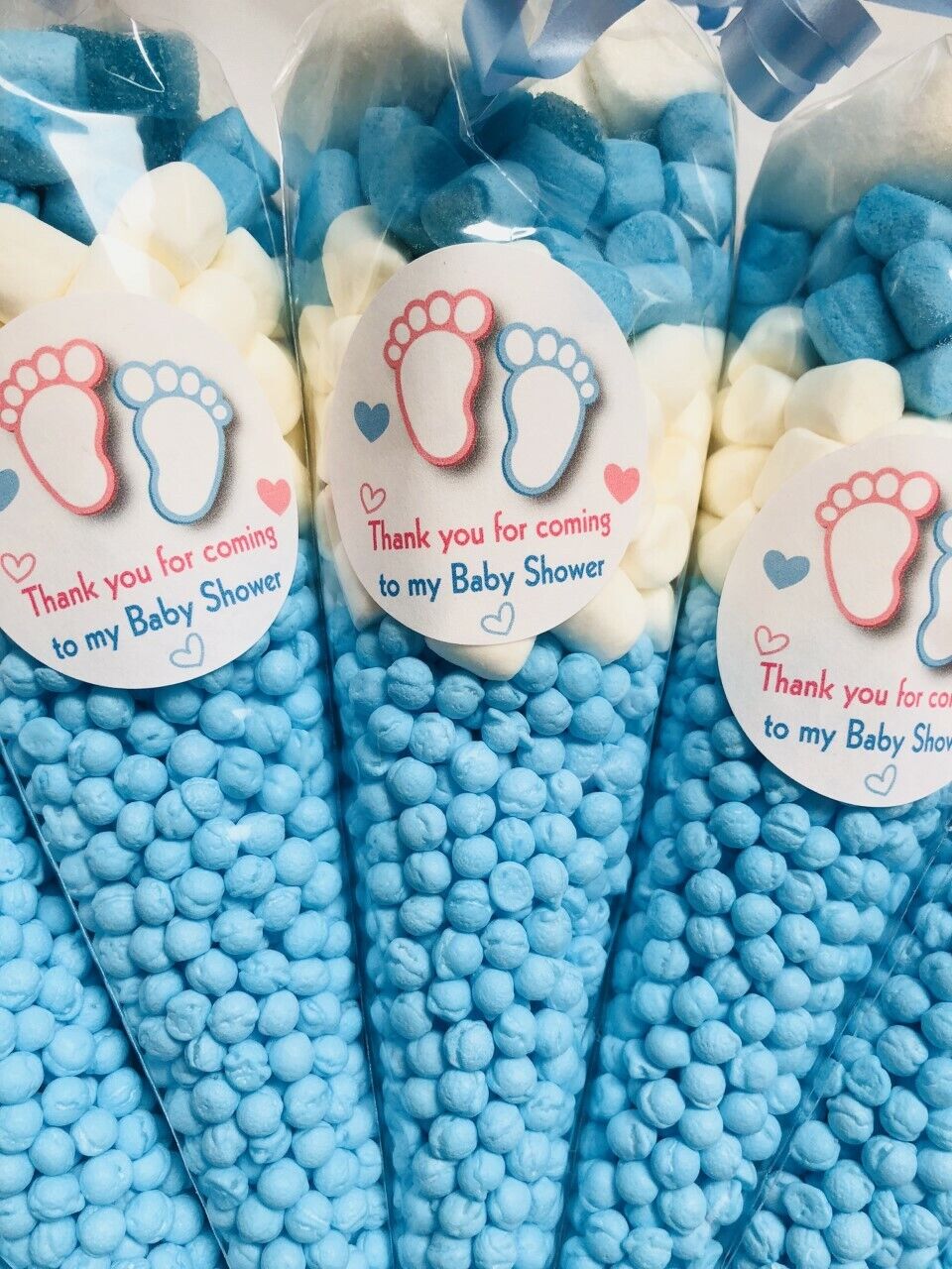 Blue Baby Boy Baby Shower Favours Filled Candy Sweet Cones Party Bag Fillers