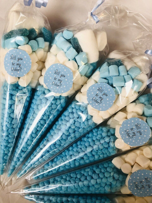 Will You Be My Usher? Sweet Candy Cones Sweets Wedding Party Filled Gift Cone