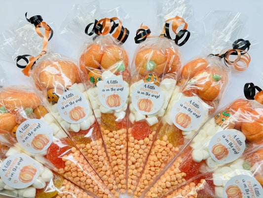 Baby Shower Little Pumpkin Orange Filled Sweet Candy Cone Party Bag Favour