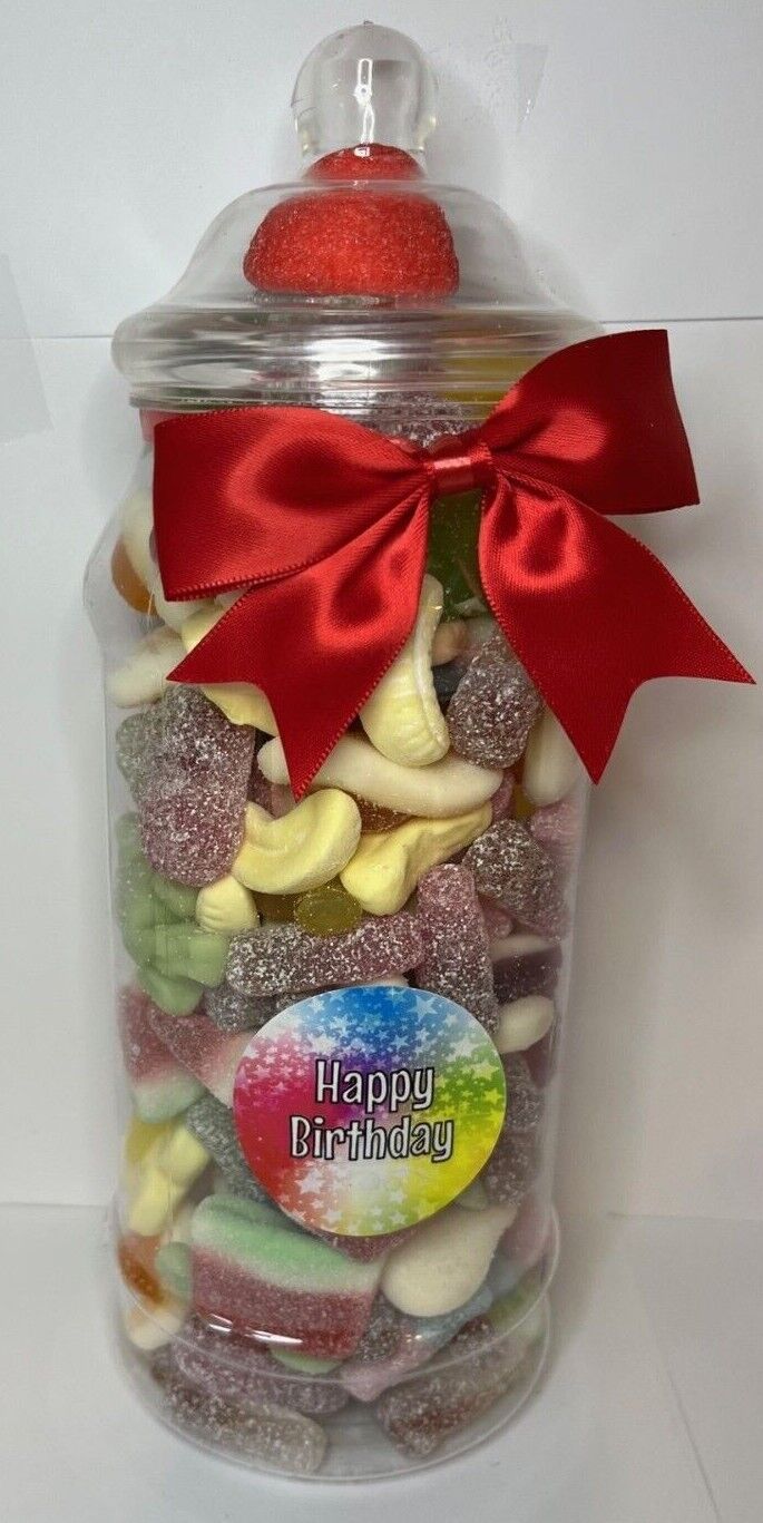 Happy Birthday Filled Pick N Mix Sweet Victorian Jar Gift Personalised Present