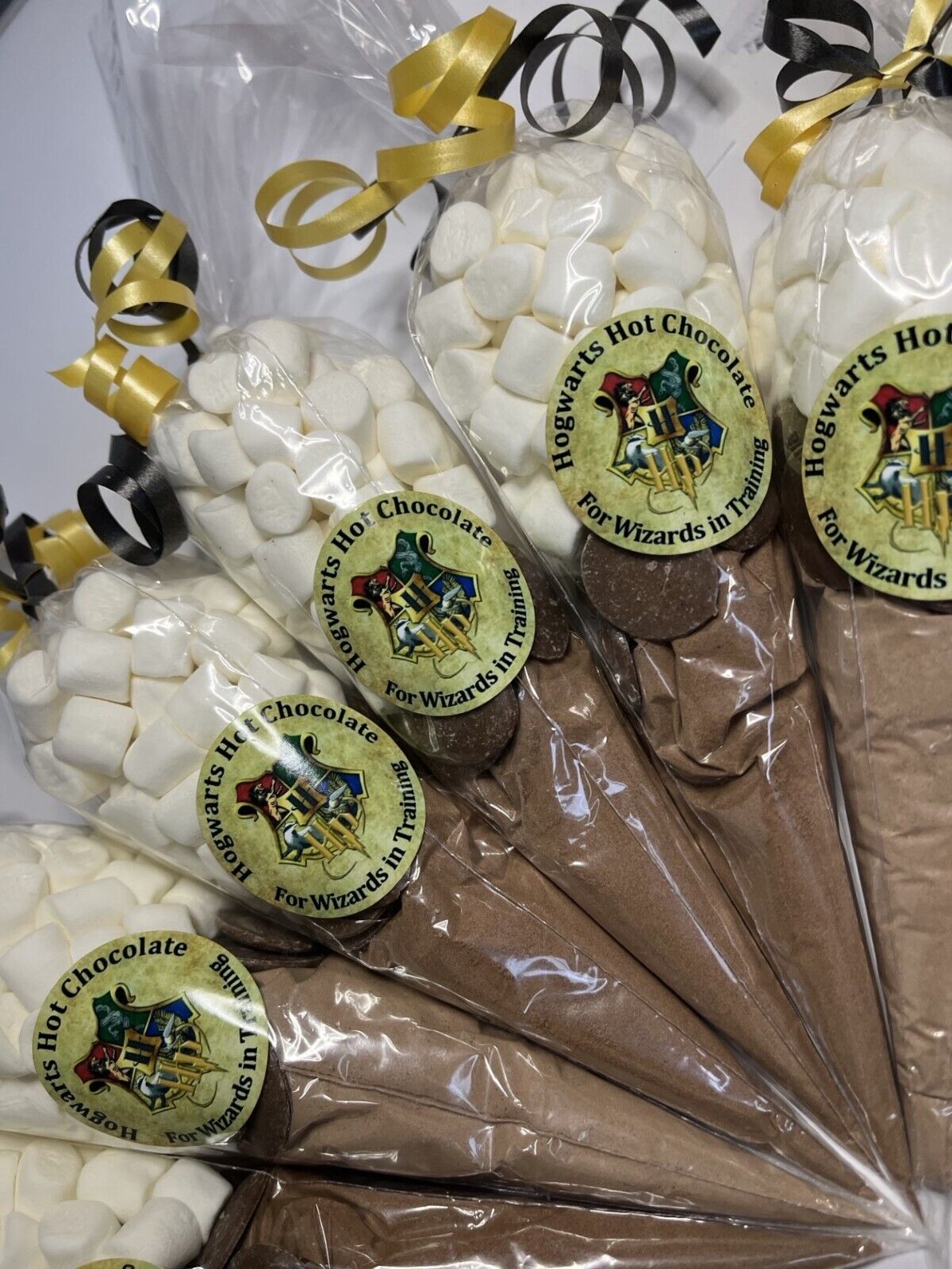 Harry Potter Hot Chocolate, Buttons & Marshmallows Party Bag Fillers Cones Xmas