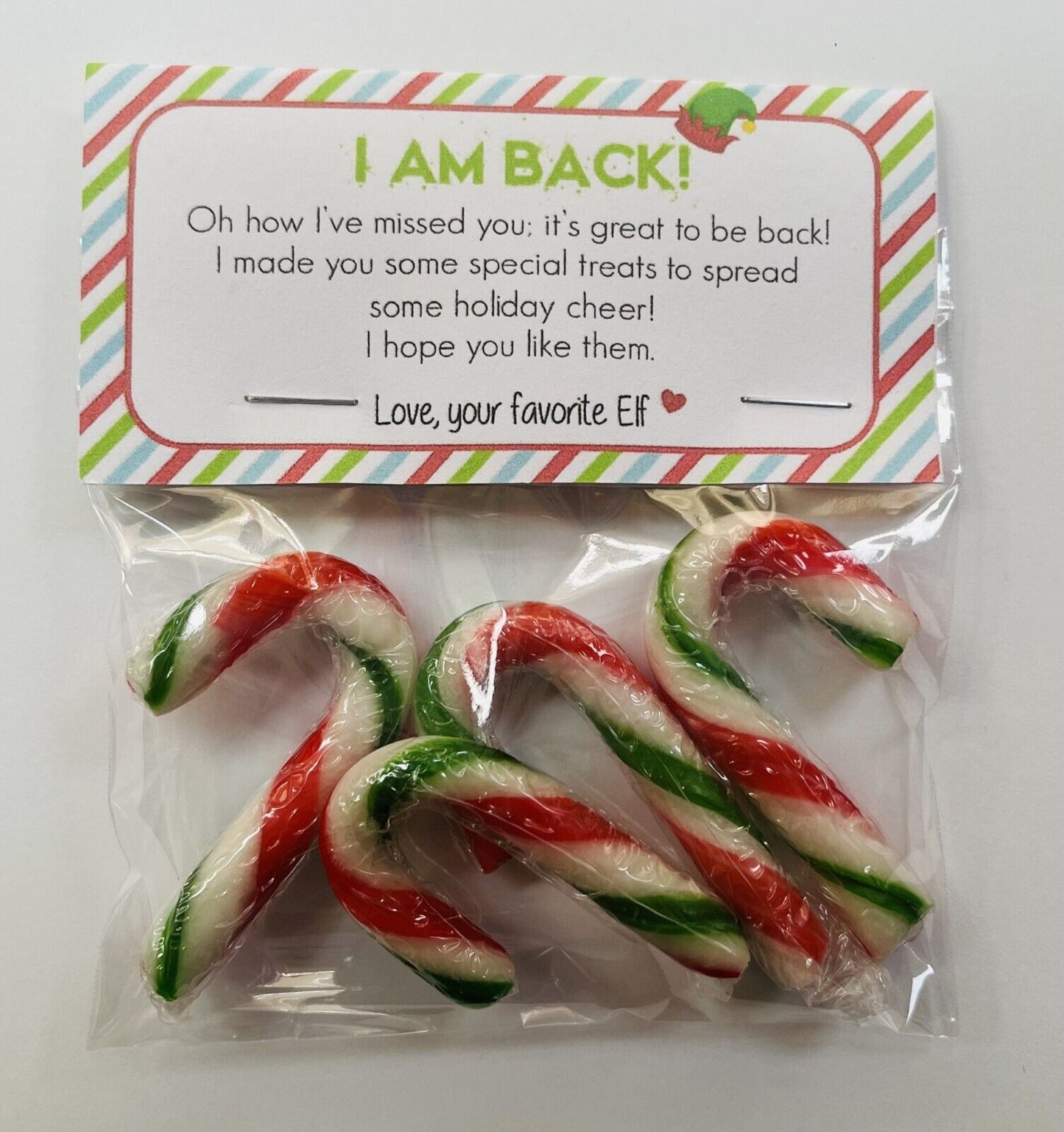 I'm Back or Goodbye Naughty Elf Christmas Sweet Treat Gift Bag Xmas Eve Box