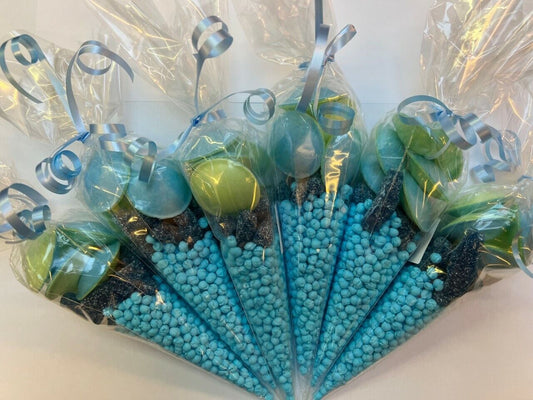 Vegetarian Vegan Blue Sweet Candy Cones Sweets Party Bags Filled Bag Sweet Cone