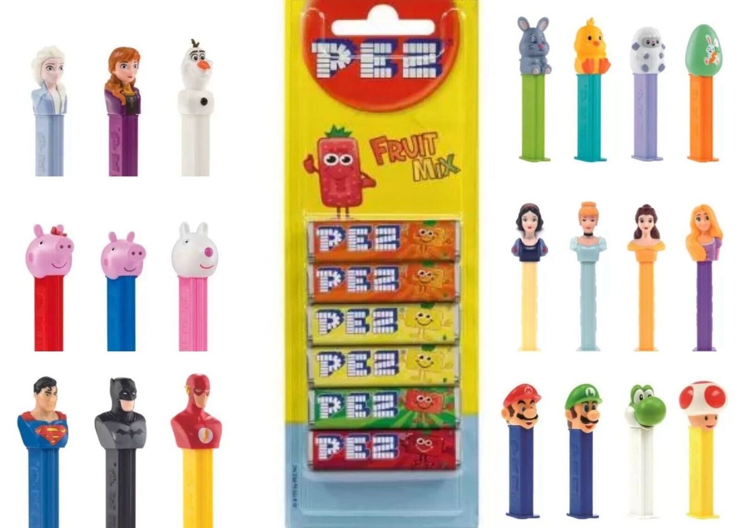 Pez Fruit Sweet Candy Dispenser + Refills Frozen Princess Mario Avengers Peppa