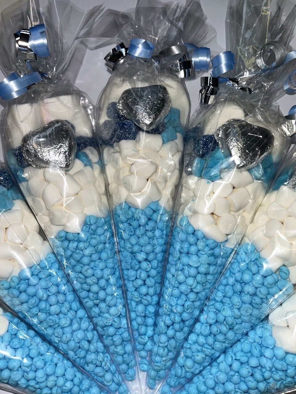 Gender Neutral Beige Cream Pre Filled Sweet Cones Party Bag Favour Baby Shower