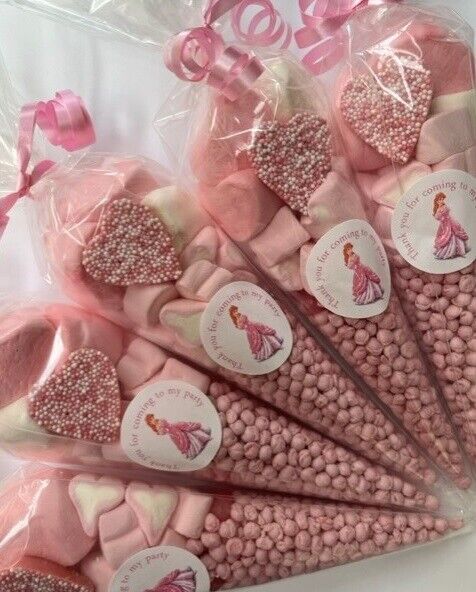 Princess Jasmine Ariel Cinderella Snow White Aurora Girls Inspired Themed Birthday Party Kids Sweet Cones Bags Candy