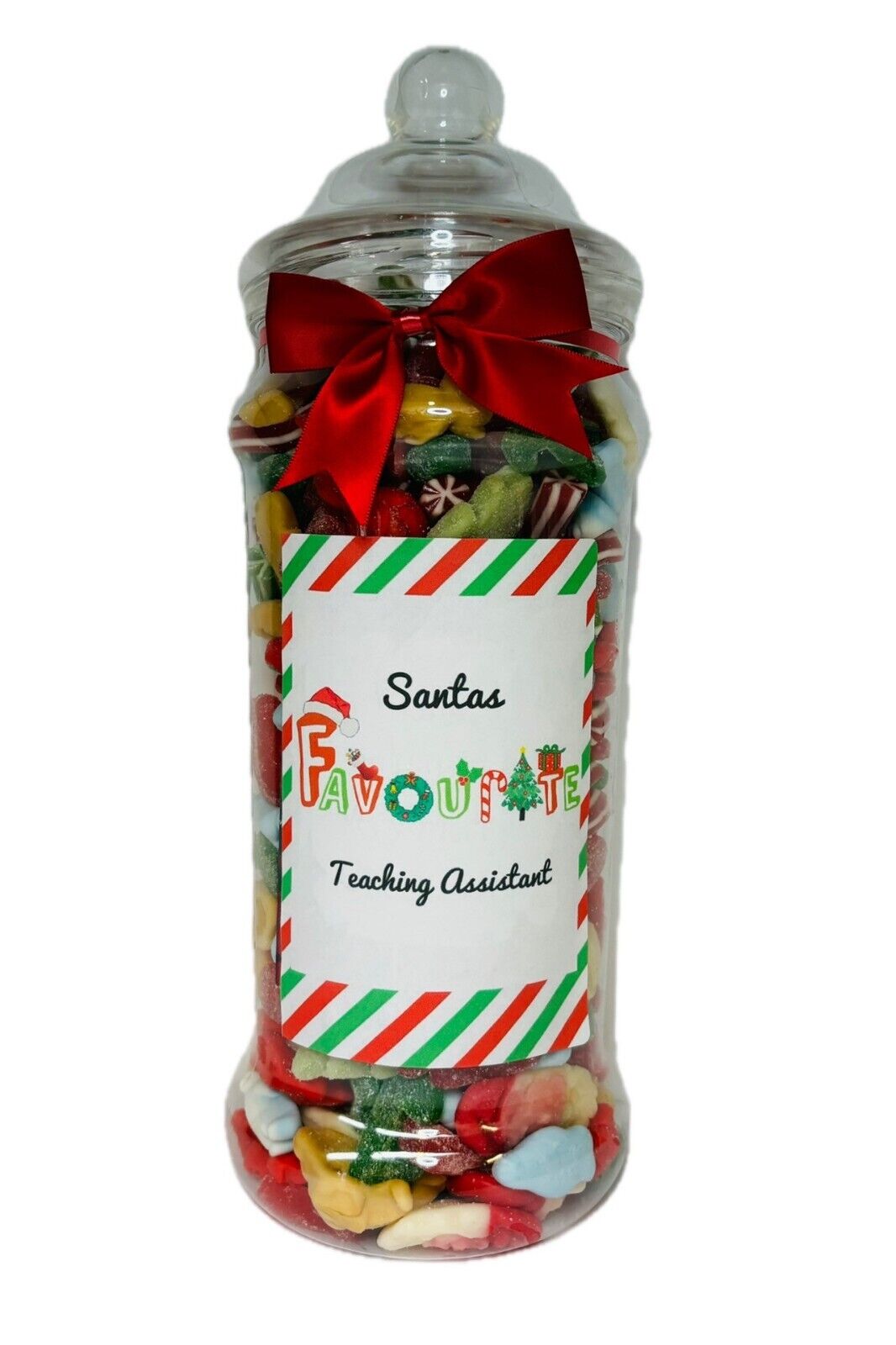 Santa's Favourite Teacher Christmas Pick N Mix Sweet Victorian Jar Gift Present