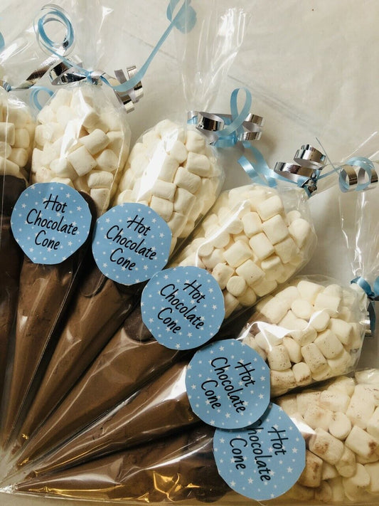 Cadburys Hot Chocolate Cones, Buttons & Marshmallows Handmade Sticker Cone